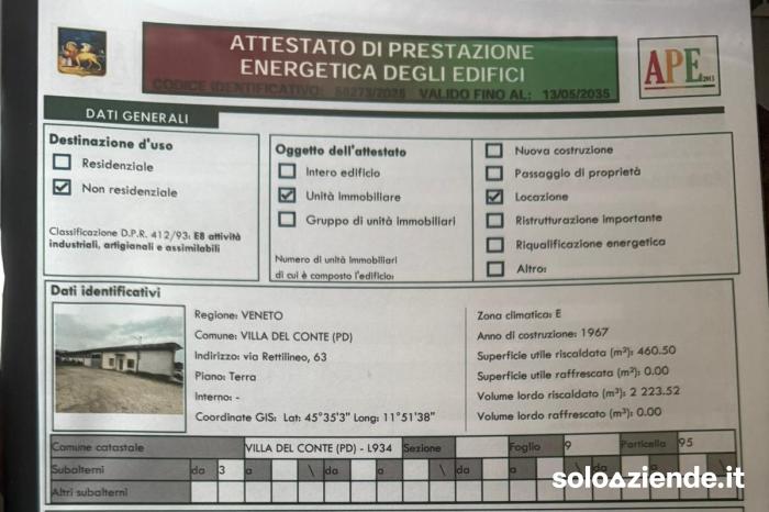 Affitto Locali commerciali e artigianali CAPANNONE USO ARTIGIANALE a Villa del Conte (PD)